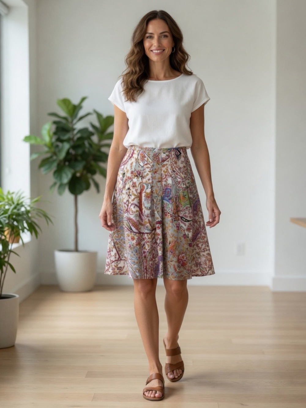 Etro Cream Multicolor Paisley A-Line Skirt